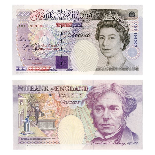 Picture of G.M. Gill, £20 A01 prefix, 1991 (B358) Crisp UNC