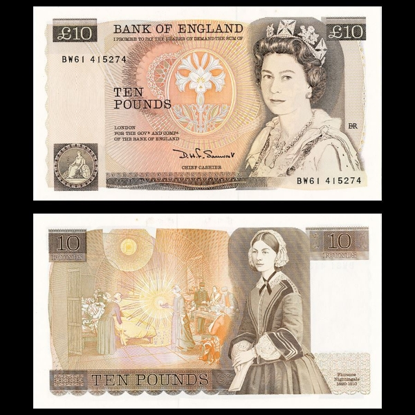 Picture of D.H.F. Somerset, £10 'Nightingale' 3rd issue (B348) UNC