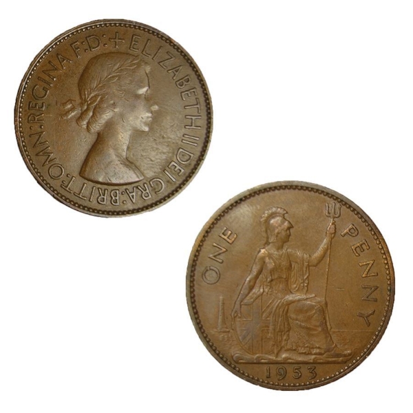 Picture of 1953. Elizabeth II, Coronation Penny. Very Fine