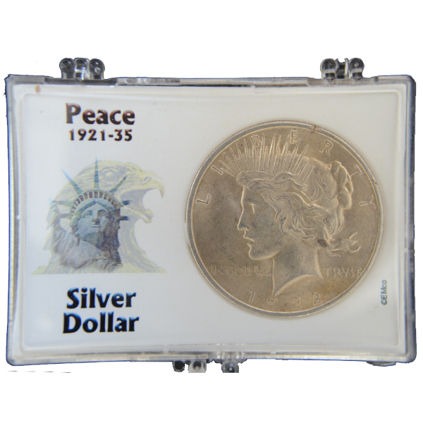 Picture of United States of America, Silver Peace Dollar. BU in case.