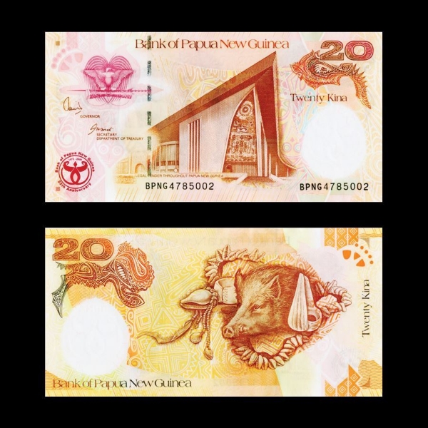 Picture of Papua New Guinea, 20 Kina, 2008. (P36) UNC