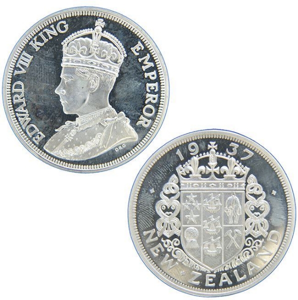 Picture of New Zealand, Edward VIII Crown. Silver, BU