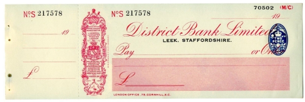 Picture of District Bank Ltd., Leek, 19(32) Unissued