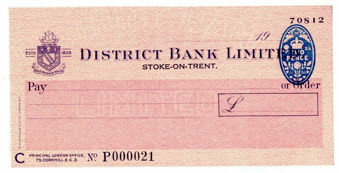 Picture of District Bank Ltd., Stoke-on-Trent, 19(50). Unissued