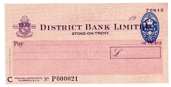 Picture of District Bank Ltd., Stoke-on-Trent, 19(50). Unissued