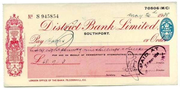 Picture of District Bank Ltd., Southport, 19(37). Used