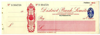 Picture of District Bank Ltd., Ulverston, 19(32). Unissued
