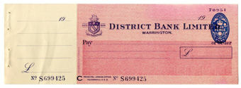 Picture of District Bank Ltd., Warrington, 19(48). Unissued