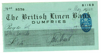 Picture of British Linen Bank, Dumfries, 1940s, Bearer. Used.