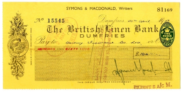 Picture of British Linen Bank, Dumfries, 1950's. Used