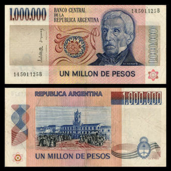 Picture of Argentina, 1 million pesos, 1983 (P310). VF/GVF
