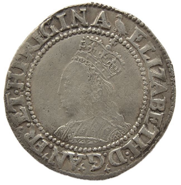 Picture of Elizabeth I, 2nd issue Shilling, mm Martlet. AVF