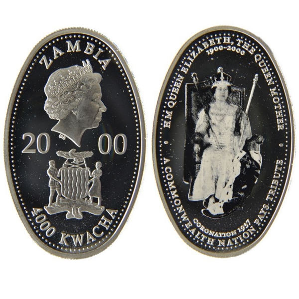 Picture of Zambia, Queen Mother 4000 Kwacha 2000. Silver Proof