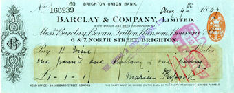 Picture of Barclay & Co. Ltd. overprint, Brighton Union Bank,18(--), OTG 2.1