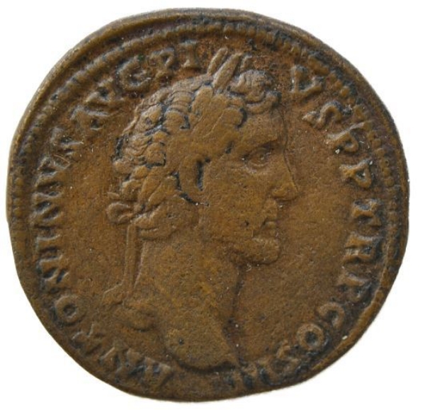 Picture of Antoninus Pius , AD 138-161, Brass Sestertius. AVF