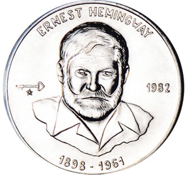 Picture of Cuba, 1 Peso 1982 Ernest Hemingway Nickel