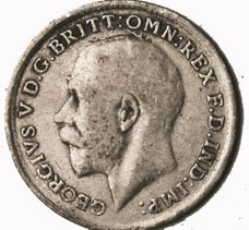 Picture of George V, Threepence 1919 (the last struck in Sterling Silver) Fine