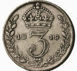 Picture of George V, Threepence 1919 (the last struck in Sterling Silver) Fine
