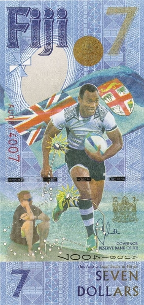 Picture of Fiji 7 Dollars 2017 P120 Rugby Commemorative Unc