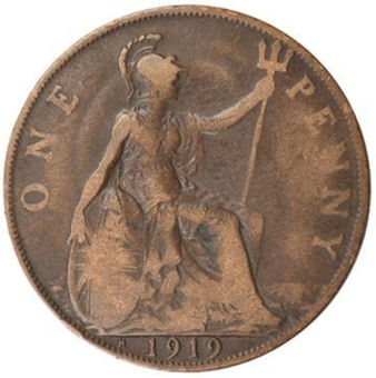 Picture of George V, Penny 'H' 1919 Circulated