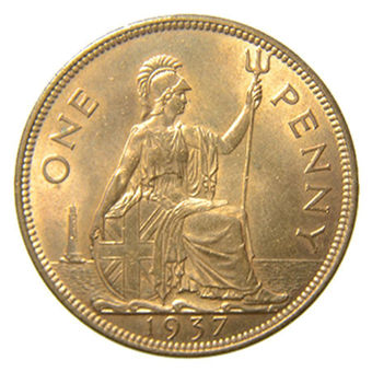 Picture of George VI, Penny 1937 Brilliant Unc