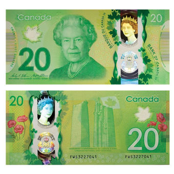 Picture of Canada 20 Dollars 2015 P111 Queen's Longest Reign Plastic Unc