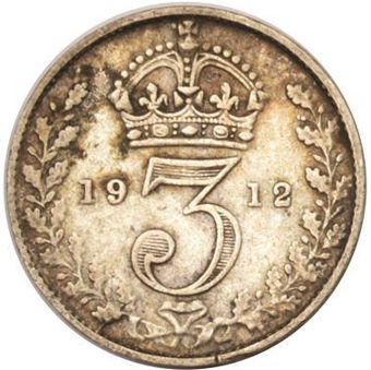 Picture of George V, Threepence (Sterling Silver) 1912 Circulated
