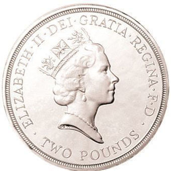 1995 £2 (Dove of Peace World War II) Silver Proof Piedfort_obv