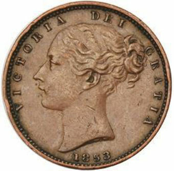 Picture of Victoria, Farthing (Young Head) Copper Very Fine