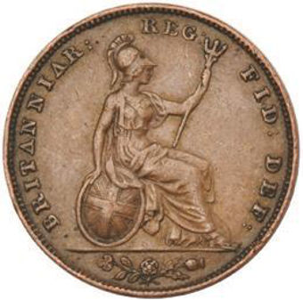 Picture of Victoria, Farthing (Young Head) Copper Very Fine