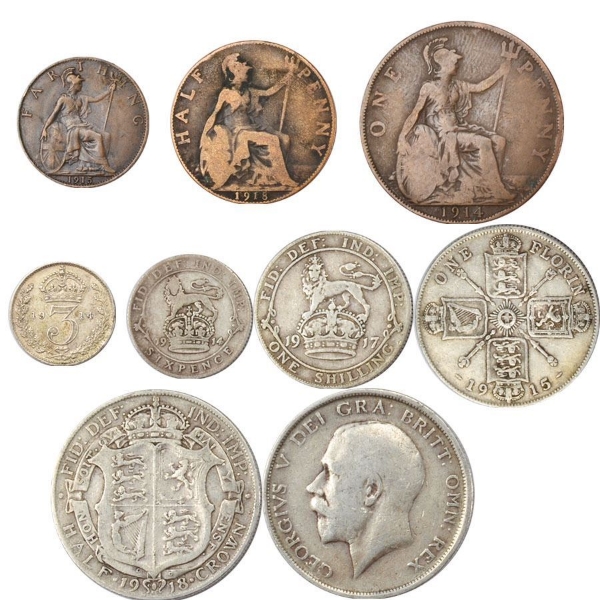Picture of George V, World War One Silver & Bronze set