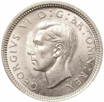 Picture of George VI,  Sixpence 1945 Gem BU