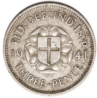 Picture of George VI, Threepence (Silver) 1941 Fine