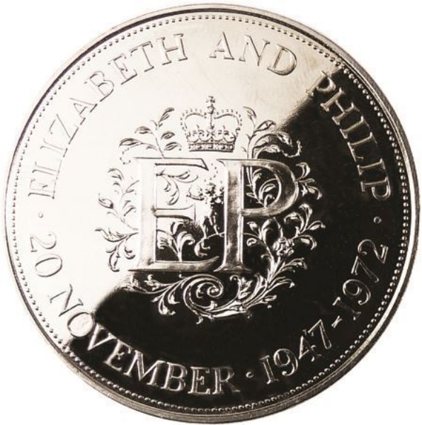 Picture of Elizabeth II, 25 Pence (Wedding Crown) 1972 Cupronickel Proof