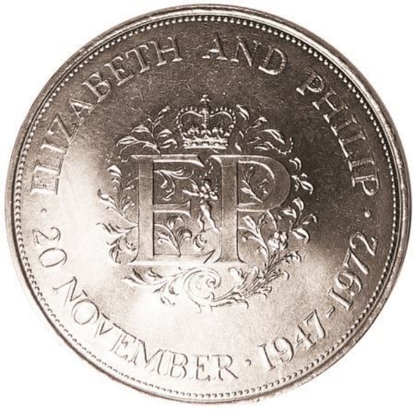 Picture of Elizabeth II, 25 Pence (Wedding Crown) 1972 Cupronickel Unc