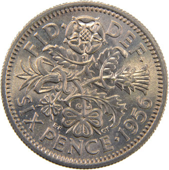 Picture of Elizabeth II, Sixpence 1956 Unc