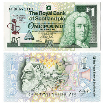 Picture of Royal Bank Scotland £1 1997 P359 Hologram Alexander Graham Bell Unc