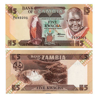 Picture of Zambia 1-50 Kwacha 1980's (6 values) P23-8 Unc