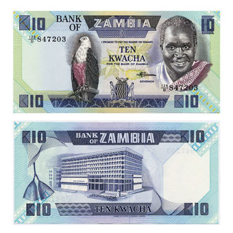 Picture of Zambia 1-50 Kwacha 1980's (6 values) P23-8 Unc