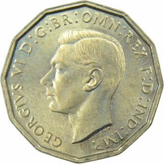 Picture of George VI, Threepence (Brass) 1941 Choice BU