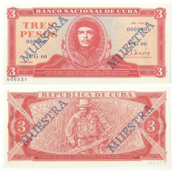 Cuba, 3 pesos 1985 Specimen (P107s) Uncirculated_obv