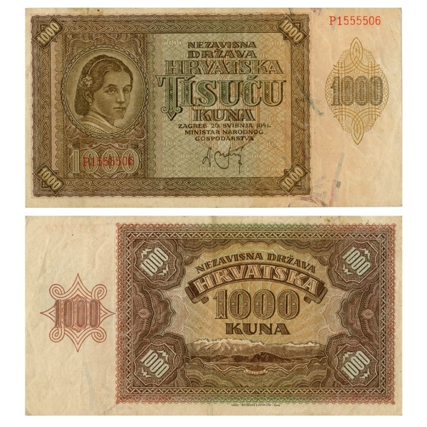 Picture of Croatia 1000 Kuna 1941 P4 VF-GVF
