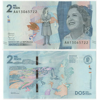 Picture of Colombia 2000 Pesos 2015 P458  Unc
