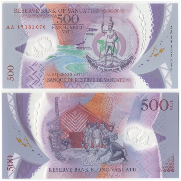Picture of Vanuatu 500 Vatu 2017 P-New Polymer Plastic