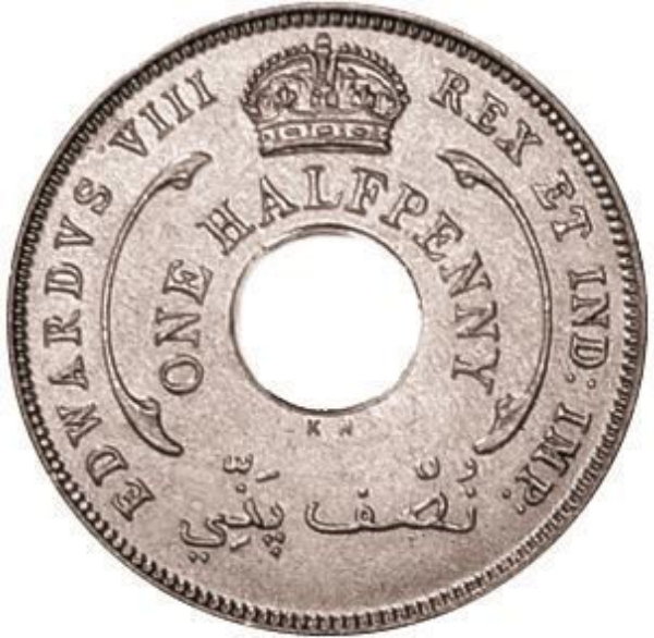 British West Africa, Edward VIII, Halfpenny KN 1936 Unc_obv