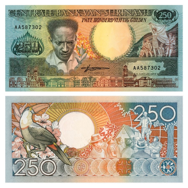 Picture of Surinam 250 Gulden 1988 P134 Unc
