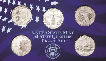 Picture of United States of America, 2000 5 State Quarters Set Clad Proof S