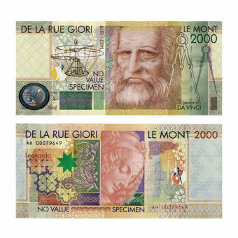 Picture of De La Rue Giori Promotional Leonardo Da Vinci Banknote