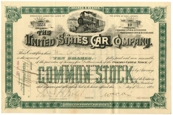 Picture of United States of America, United States Car Company  Share Certificate 1894