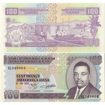 Picture of Burundi 100 francs 2001 P37 Unc